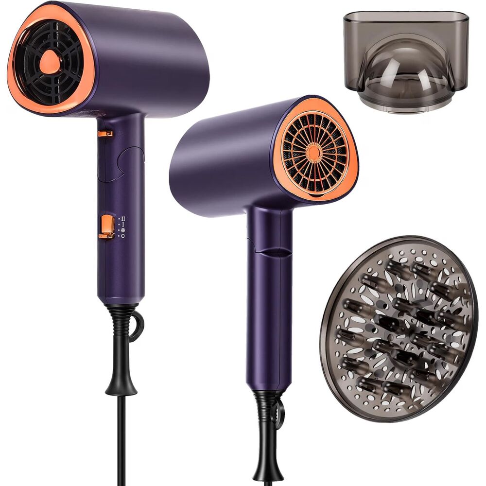 Foldable Travel Hair Dryer 1200W Cool Shot Fast Drying Deep Purple
